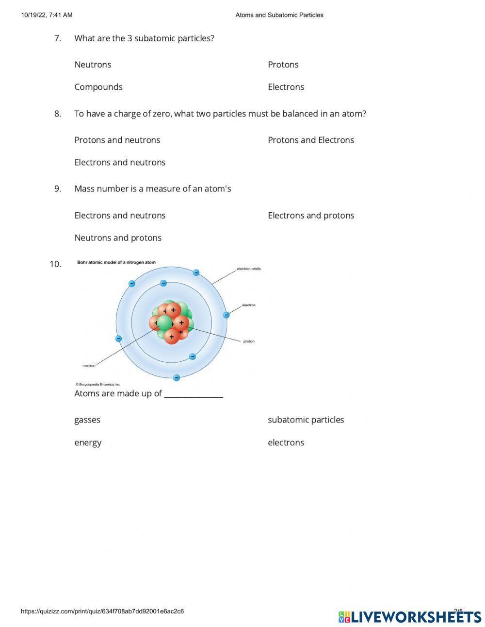 Atoms and Subatomic Particles