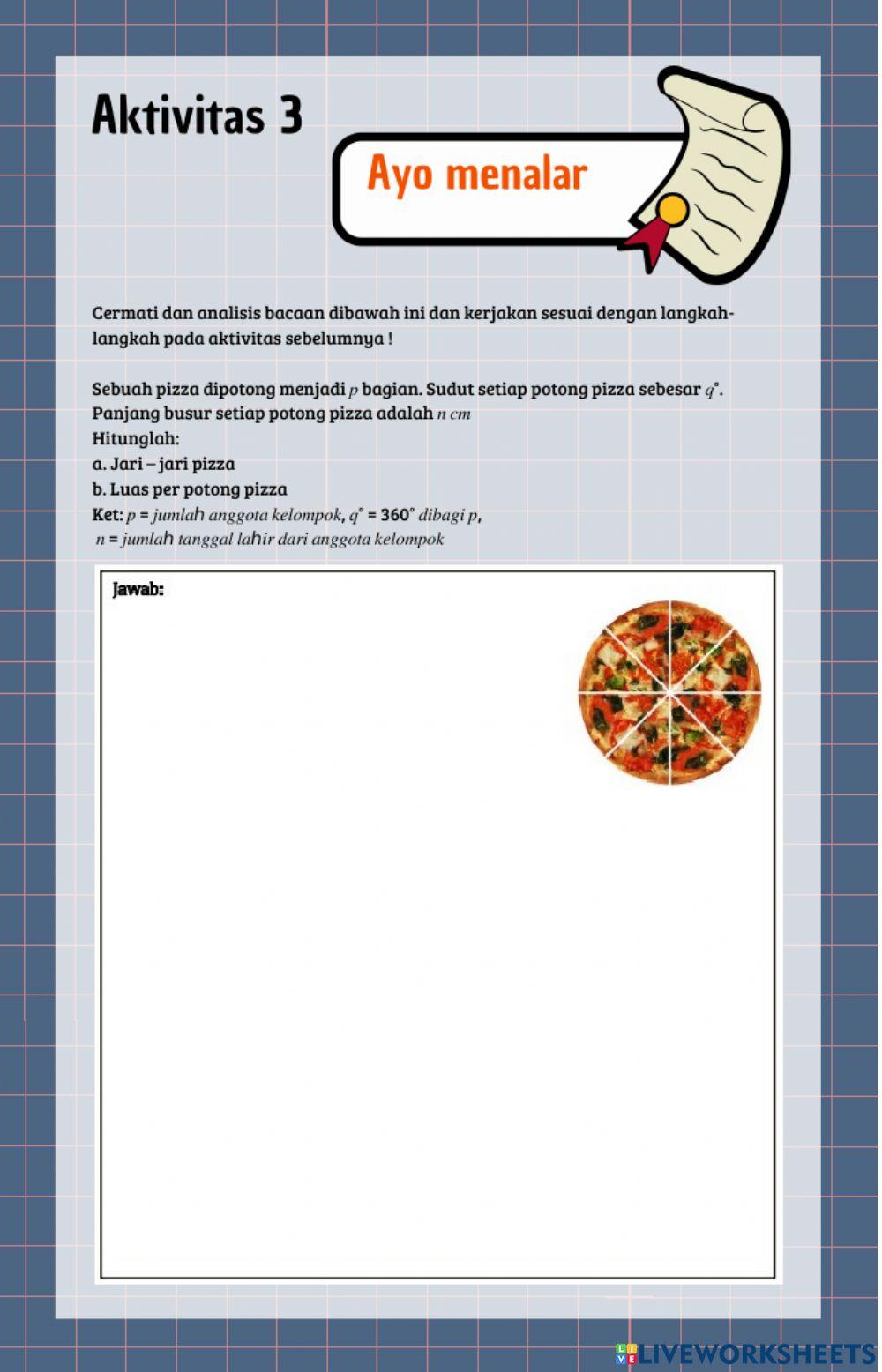 Lkpd mtk kelas 8 menghitung panjang busur dan luas juring