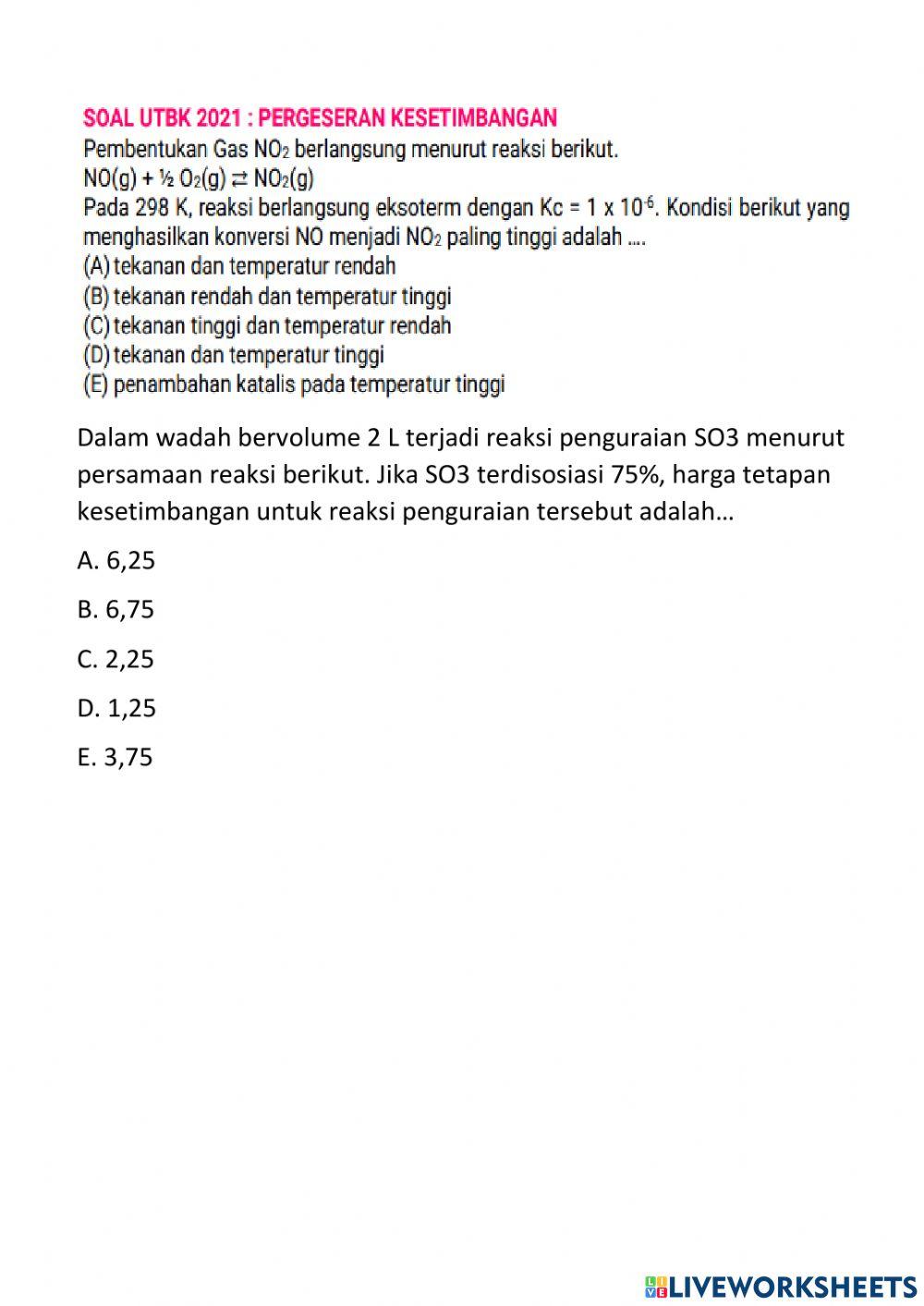 Tes tulis kesetimbangan kimia