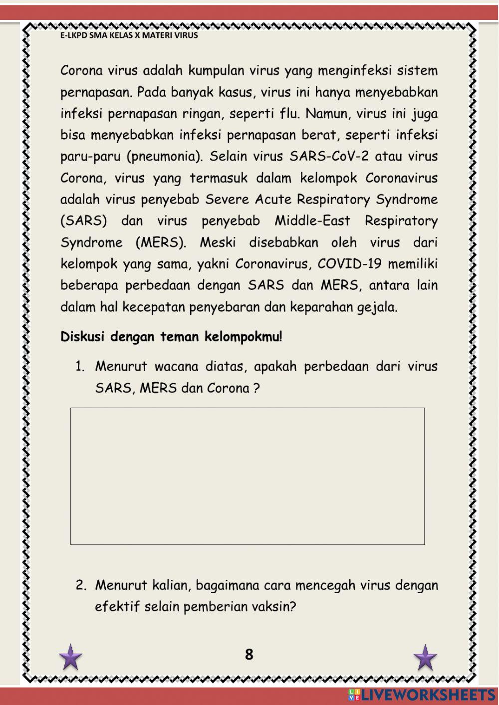 E-LKPD Materi Virus Kelas X