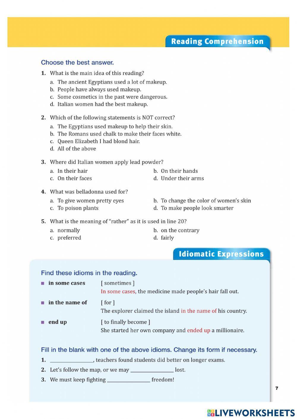 In the name of beauty 2 - B1 - READING CHALLENGE 2