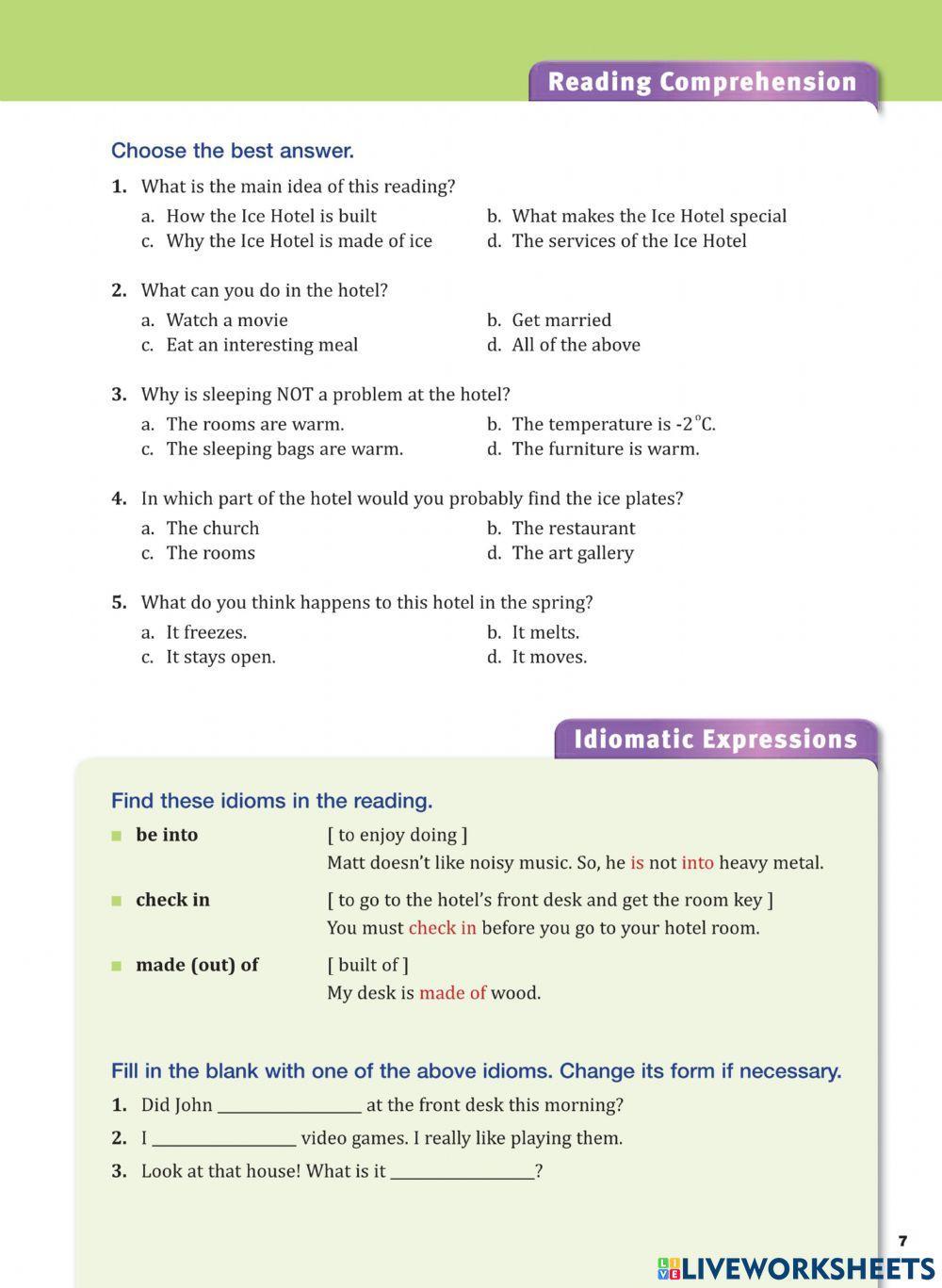 The ice hotel - A2 - READING CHALLENGE 1