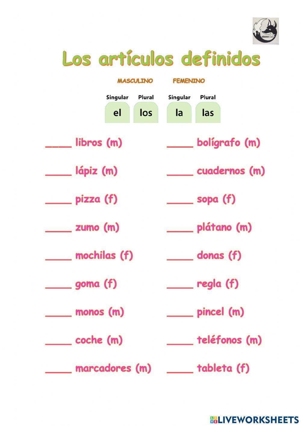 Artículos definidos