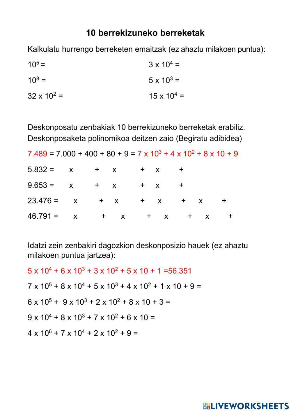 10 berrekizunen berreketak