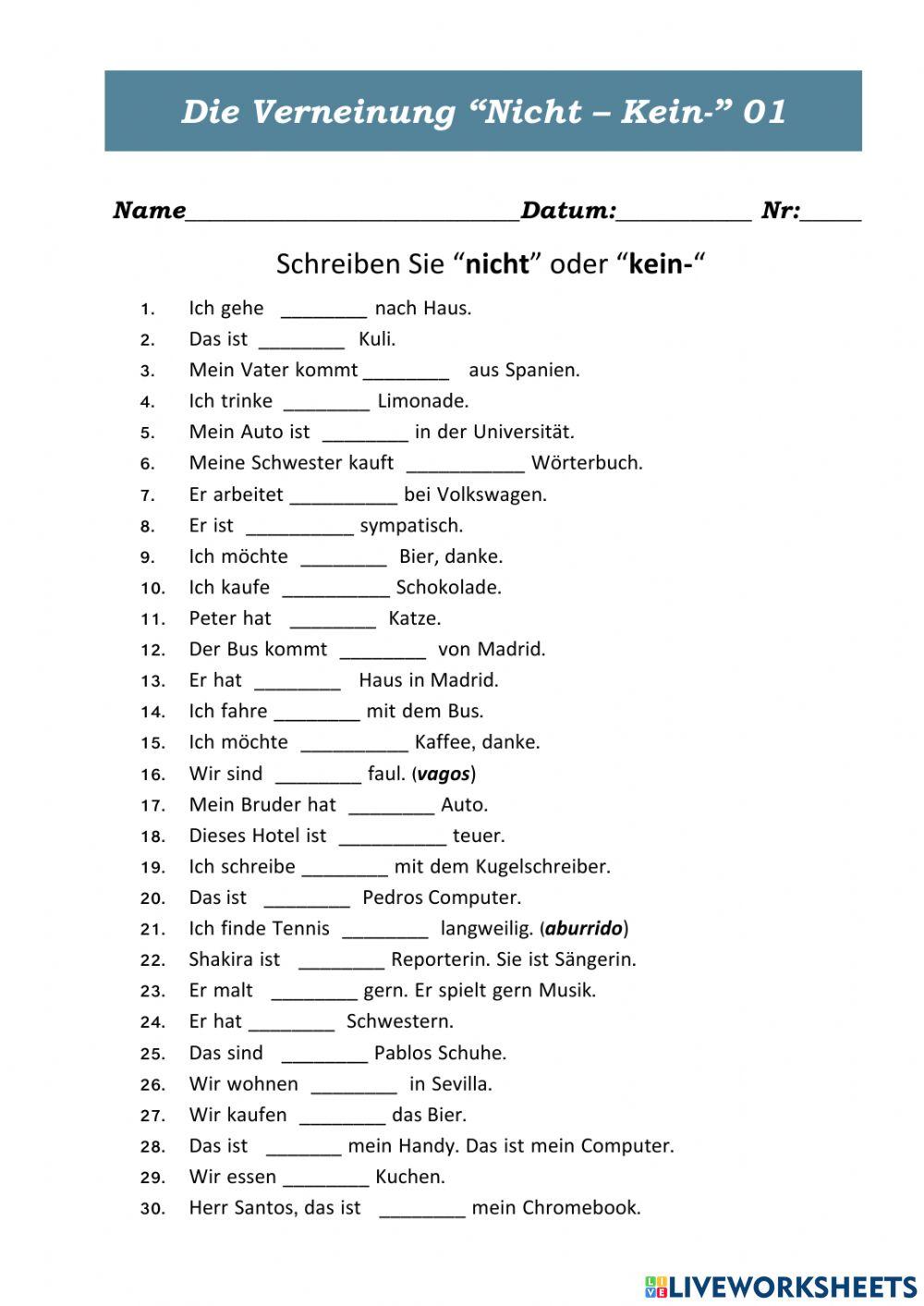 Die Verningung niicht - kein-  01