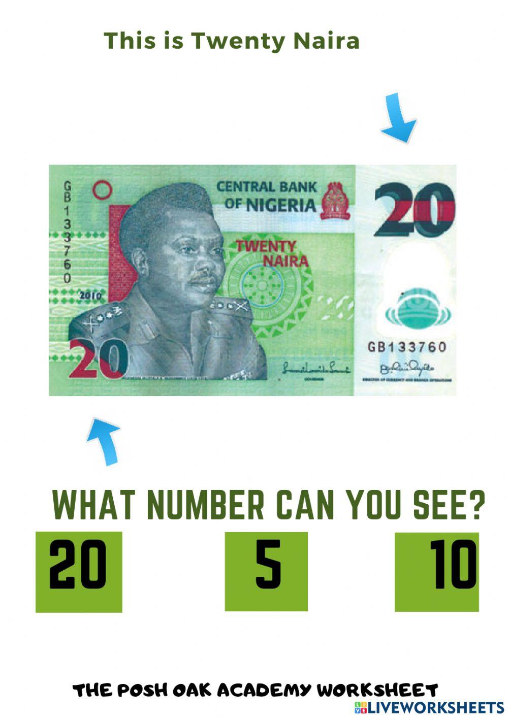 5, 10 - 20 Naira Notes