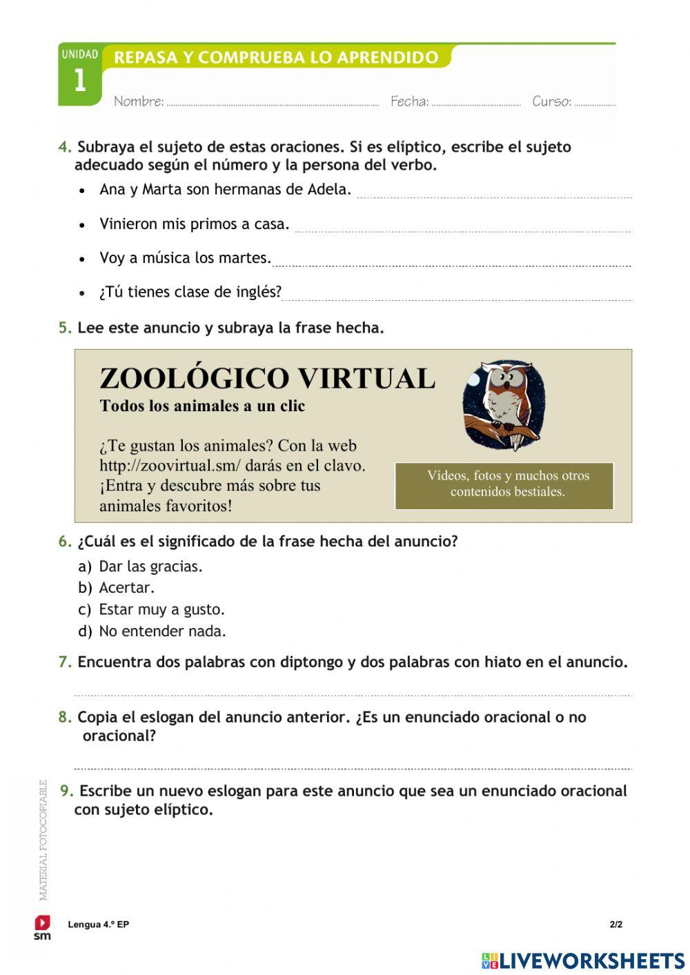 Prueba tema 1 lengua clase rock