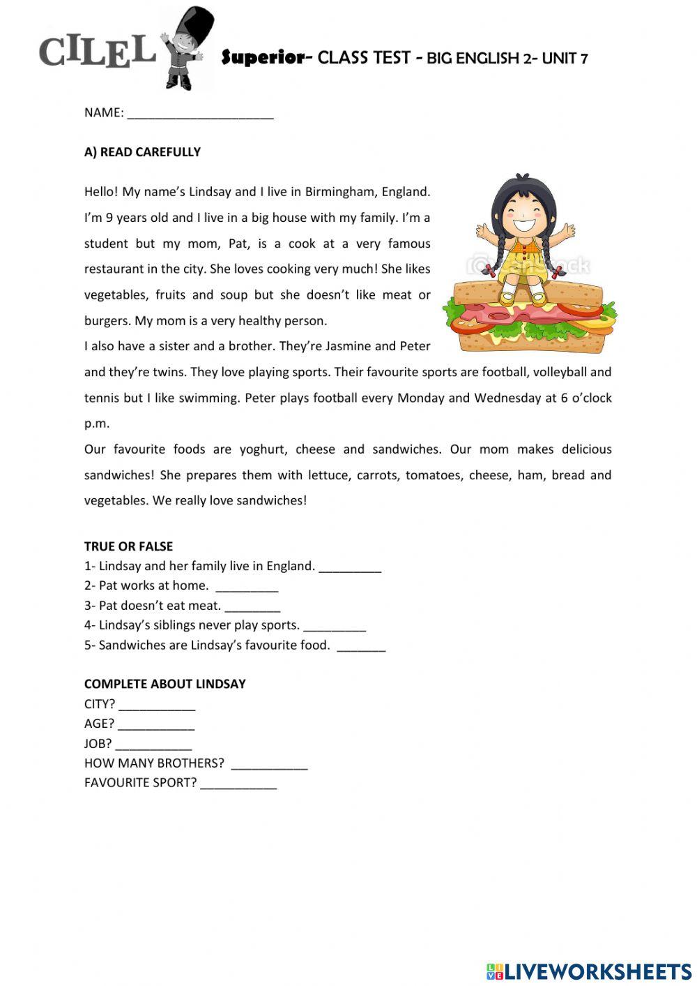 Superior - class test unit 7