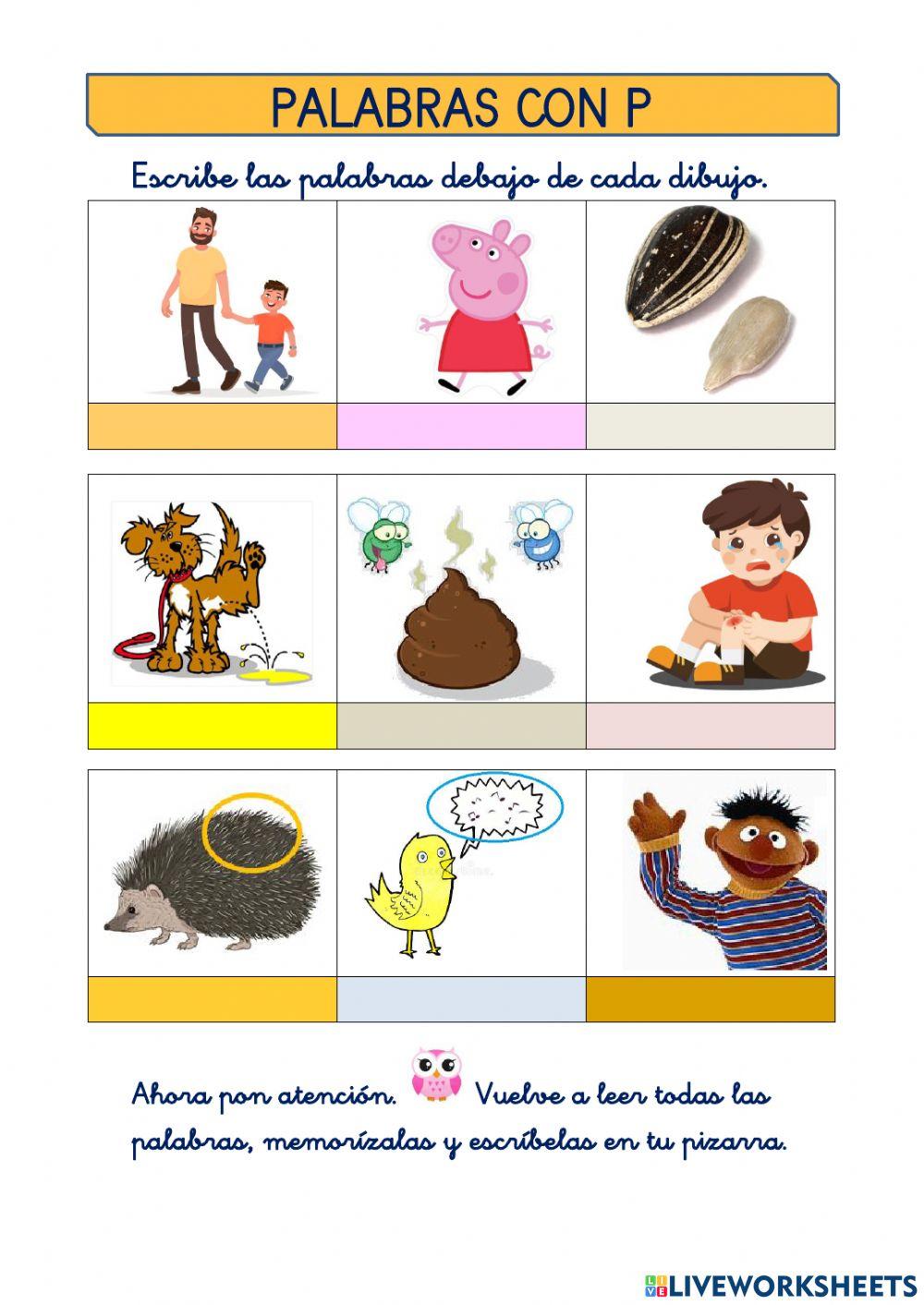 Escribir palabras con P