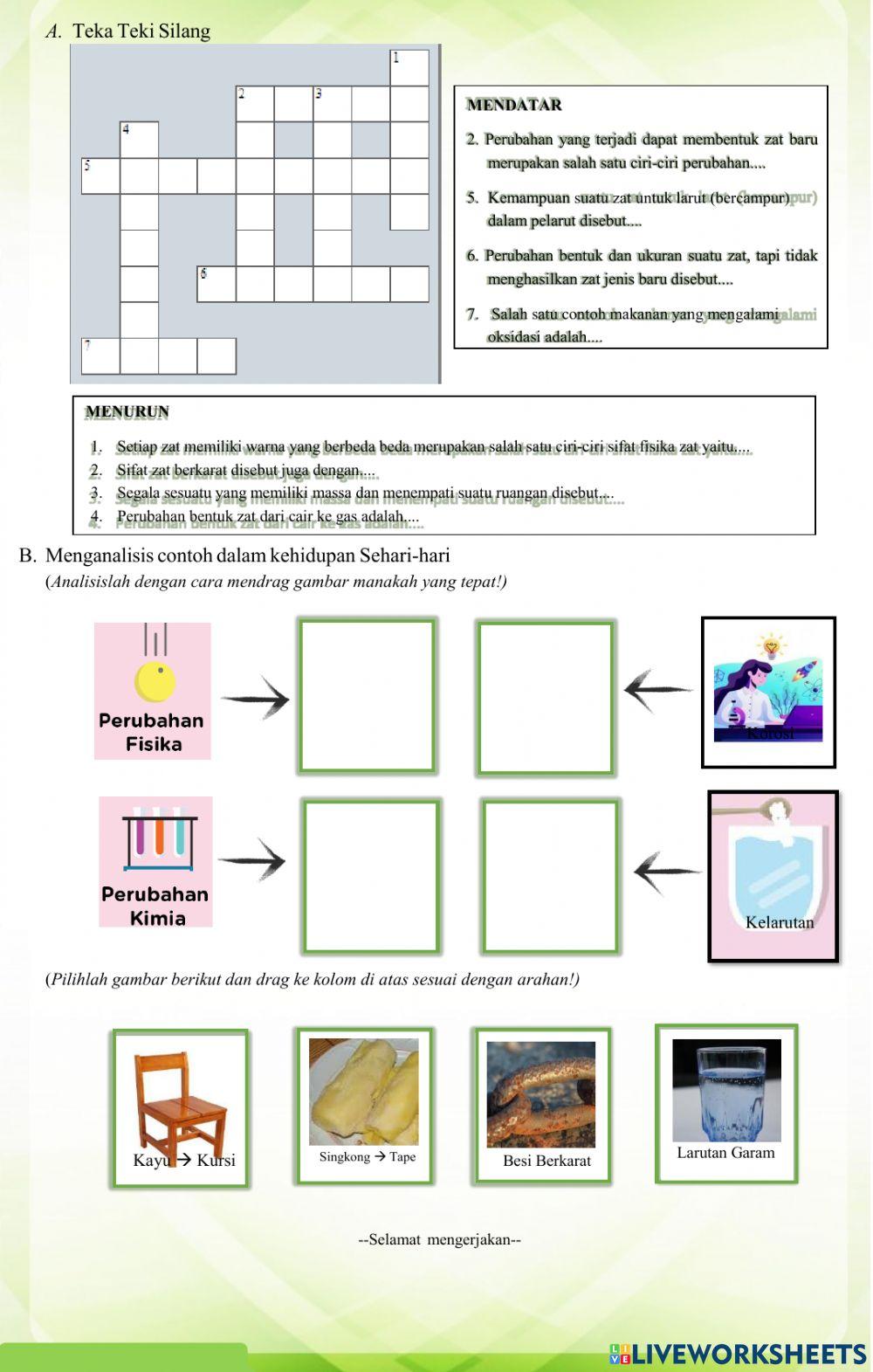 Lkpd materi, sifat zat dan perubahannya