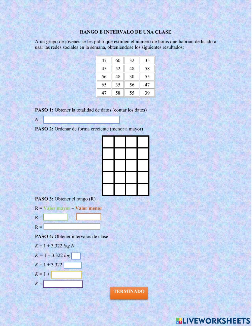 Rango y frecuencia de clase