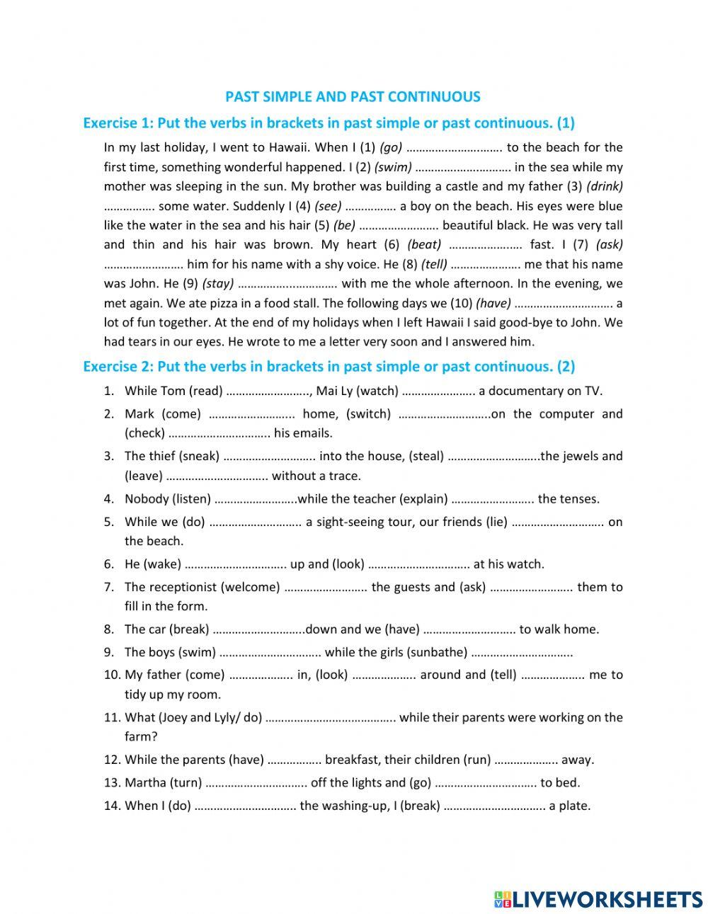 Past simple and Past continuous