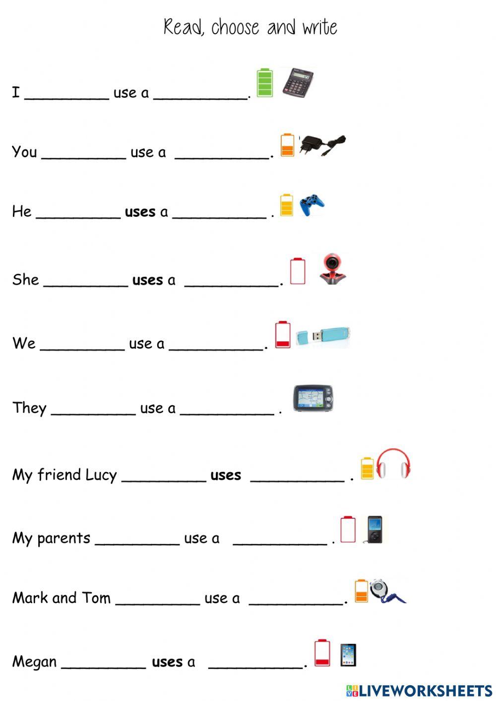 Choose and write gadgets and adverbs of frequency 2