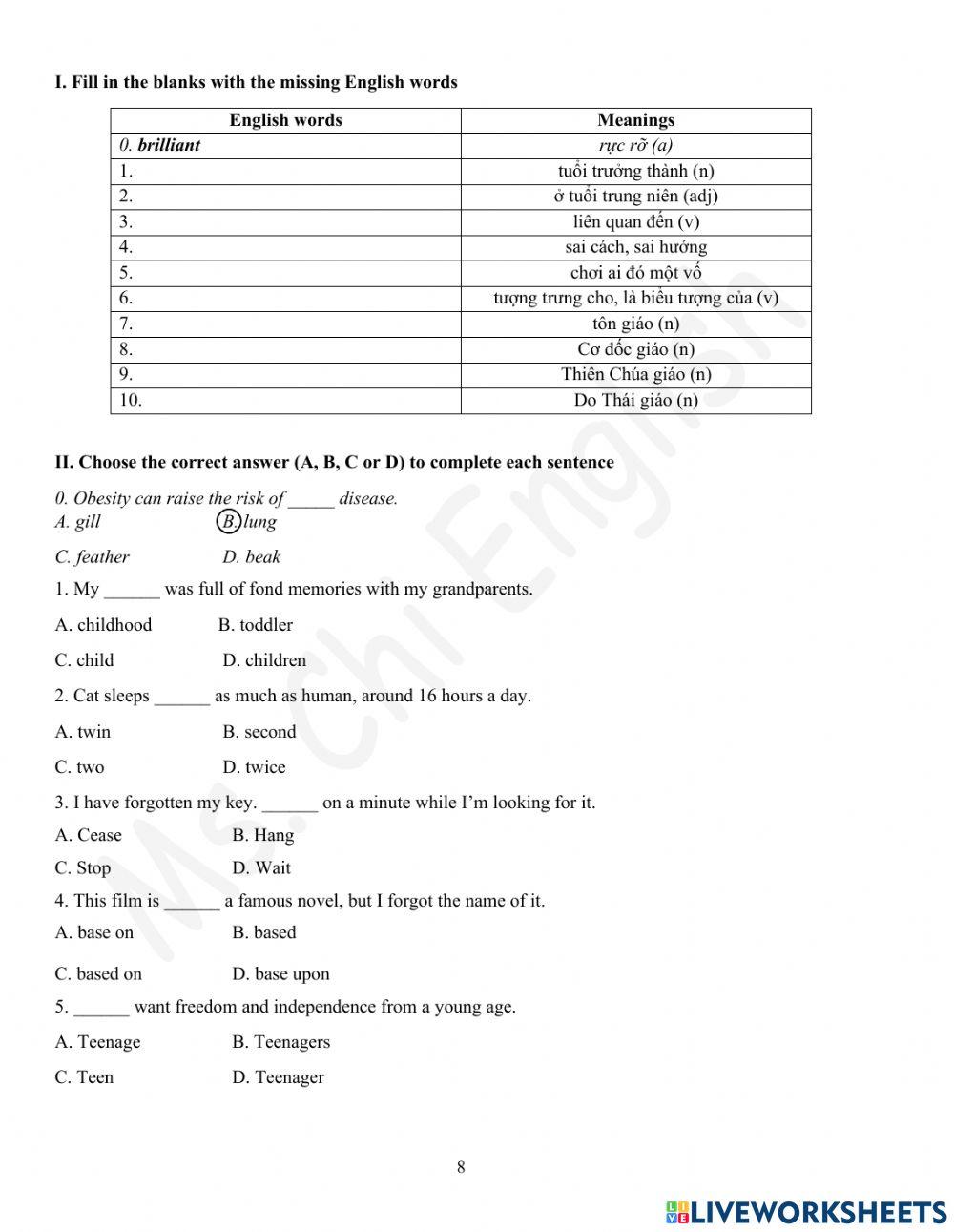 Foreign Teacher - S7 - Week 8 - U3 - Vocabulary 1