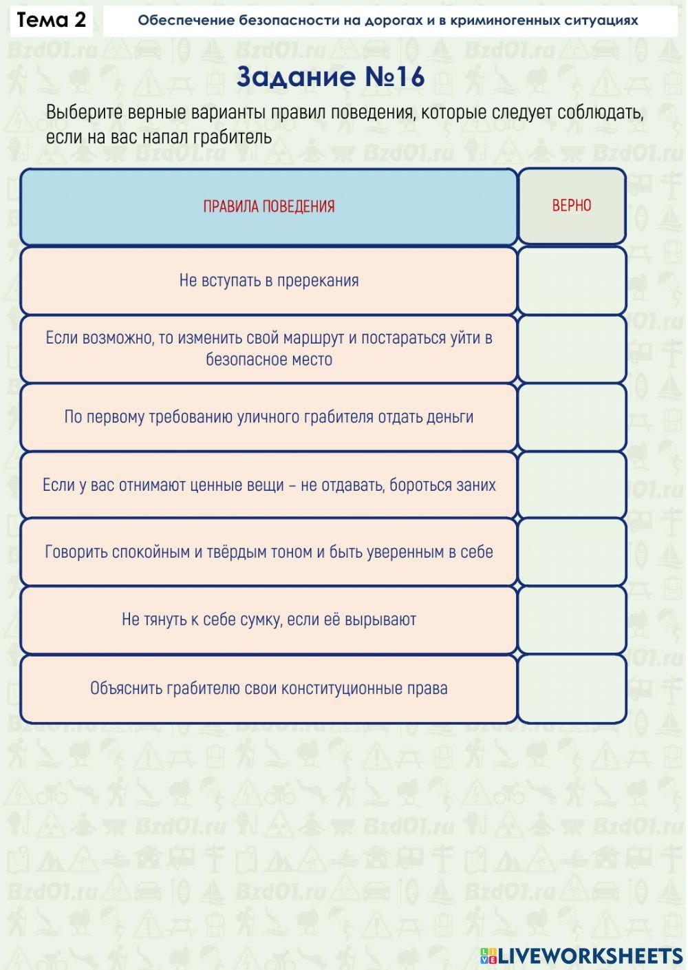 Задание ОБЖ 2.2