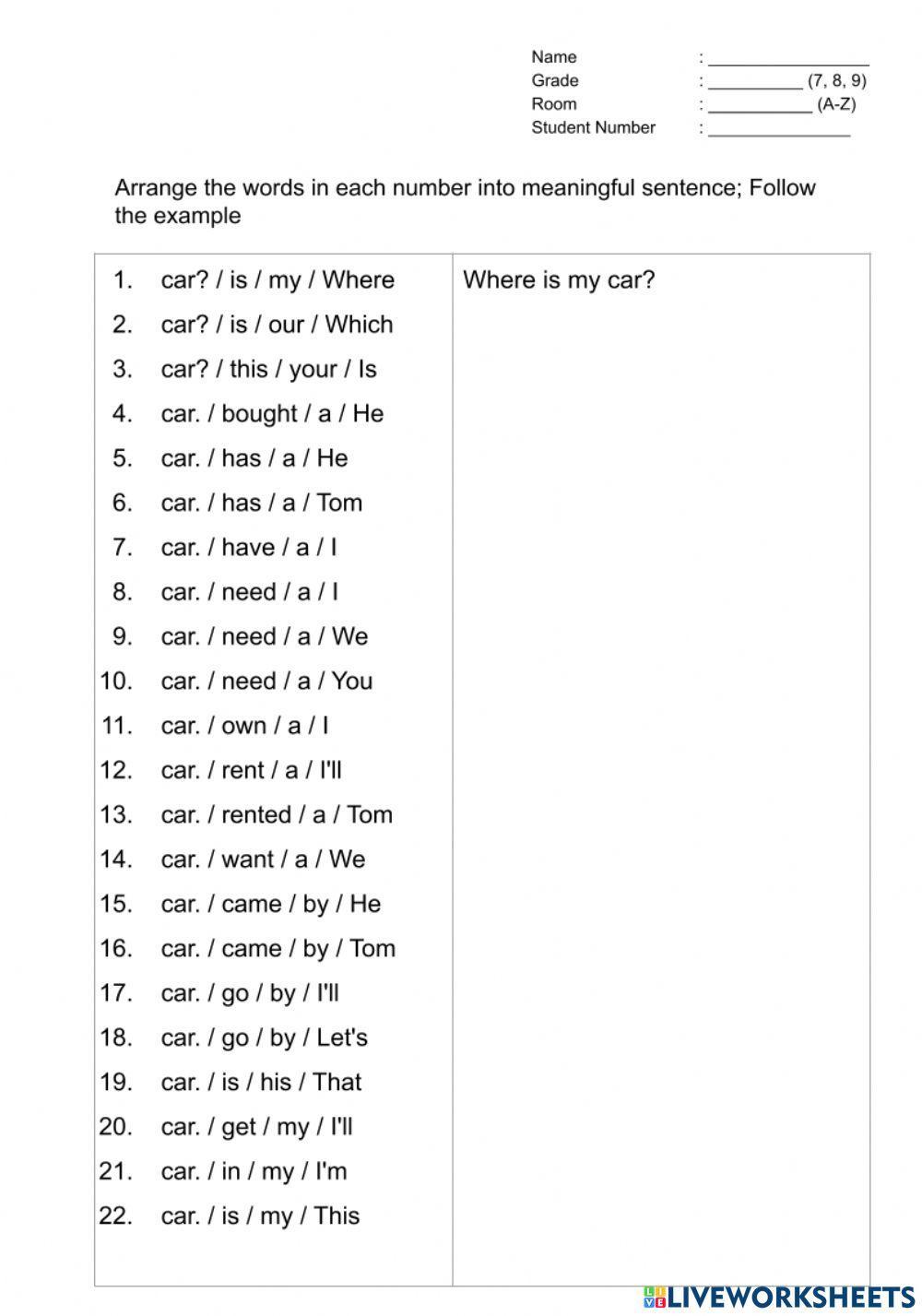 Where Is My Car Worksheet Live Worksheets where-is-my-car-worksheet-live-worksheets
