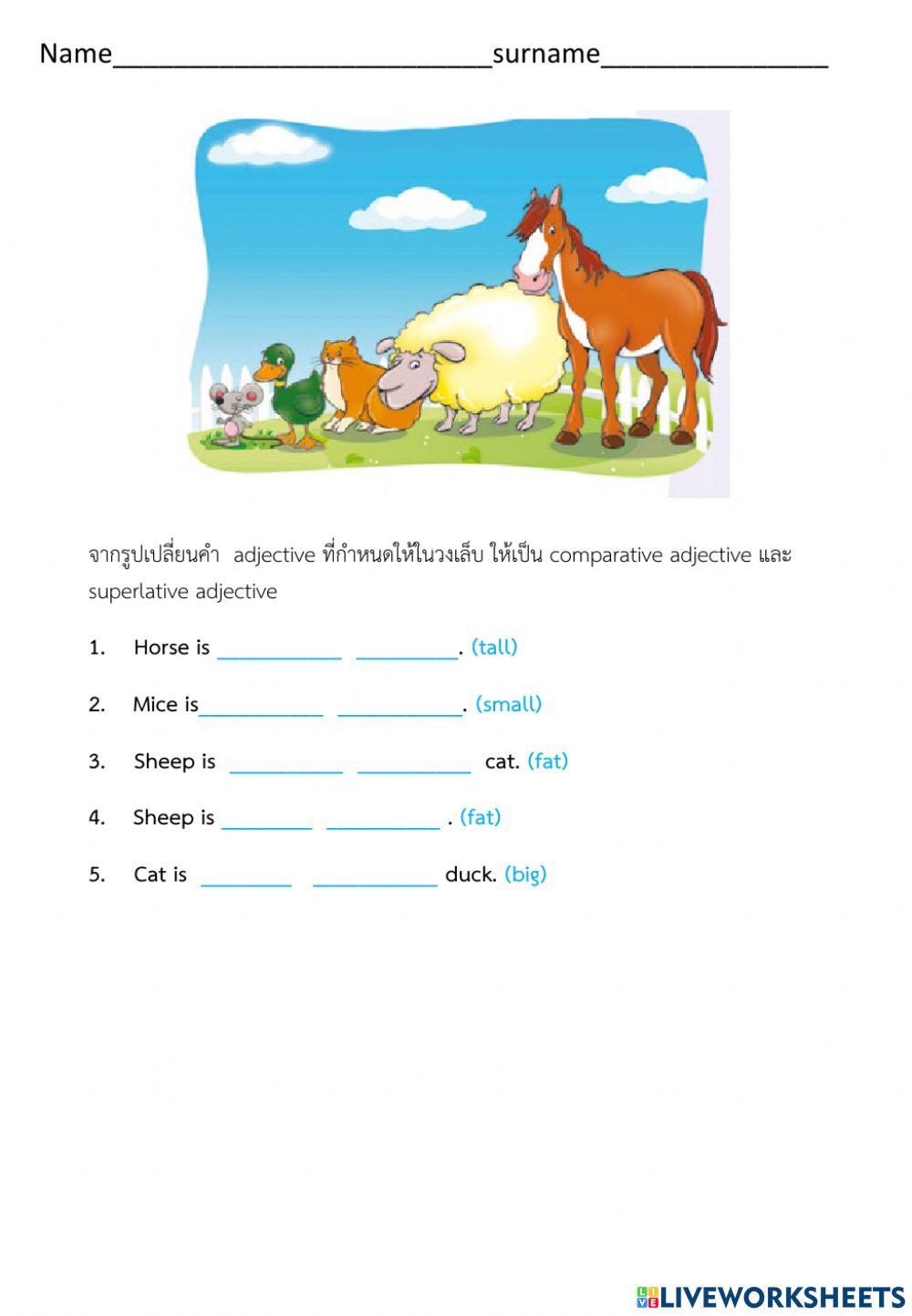 Comparative and superlative adjective