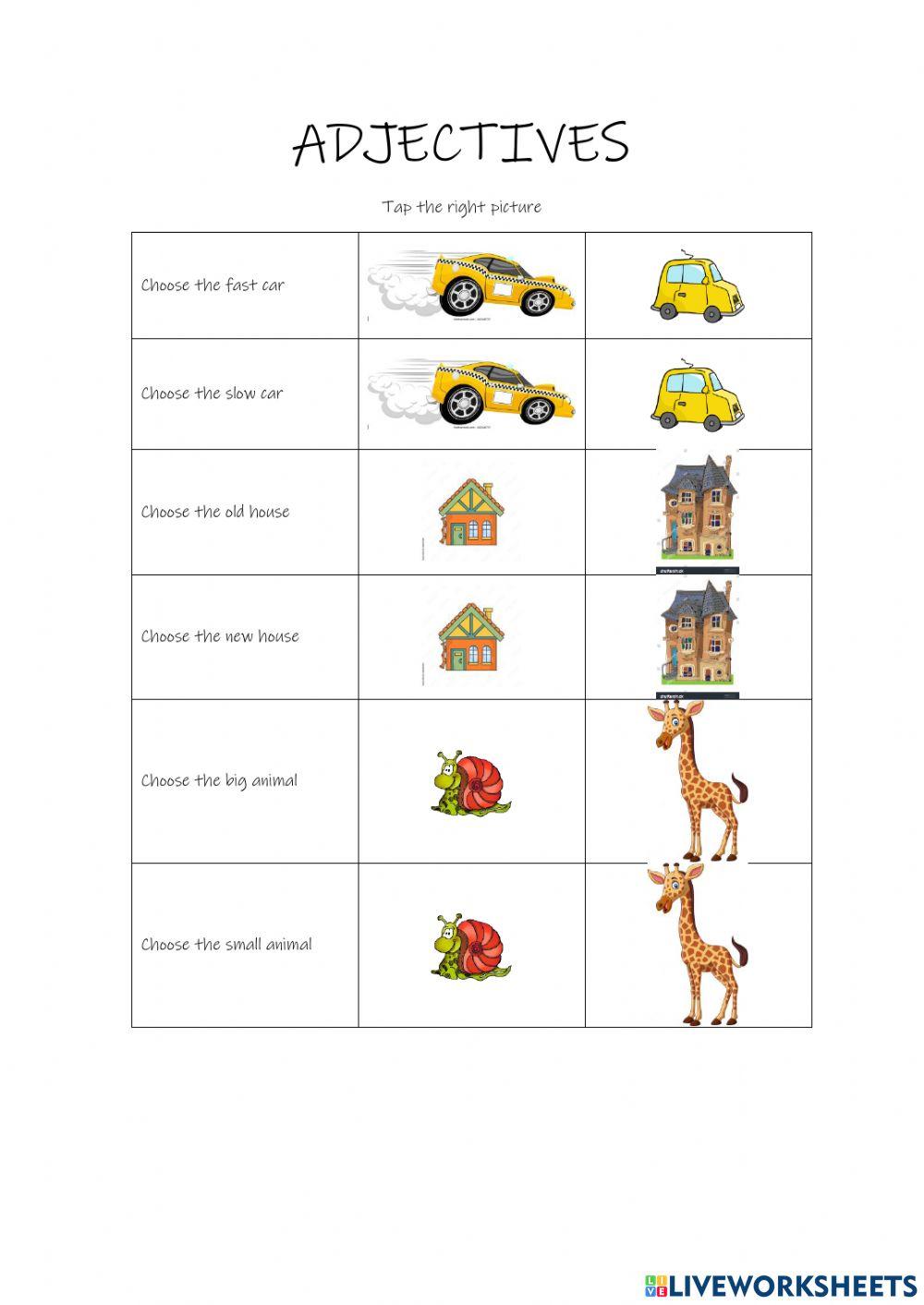 Big, small, old… | Free Interactive Worksheets | 2162636