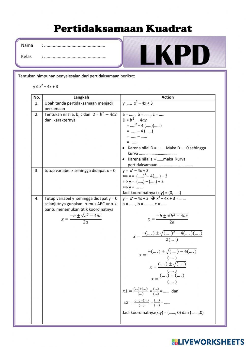 Pertidaksamaan Kuadrat