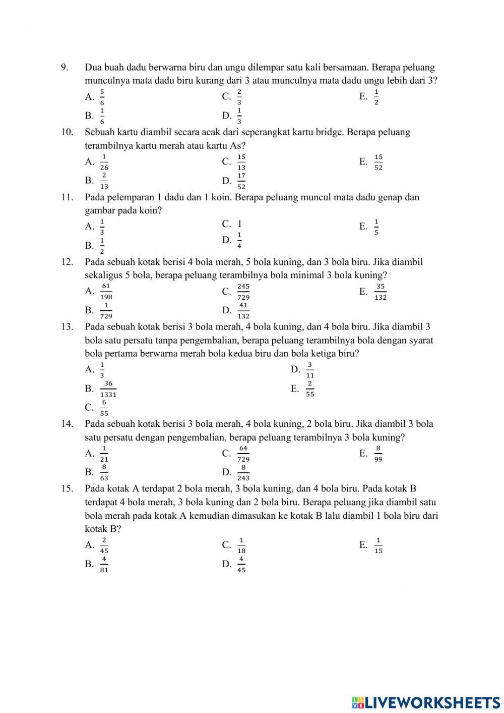 Ulangan Harian Peluang
