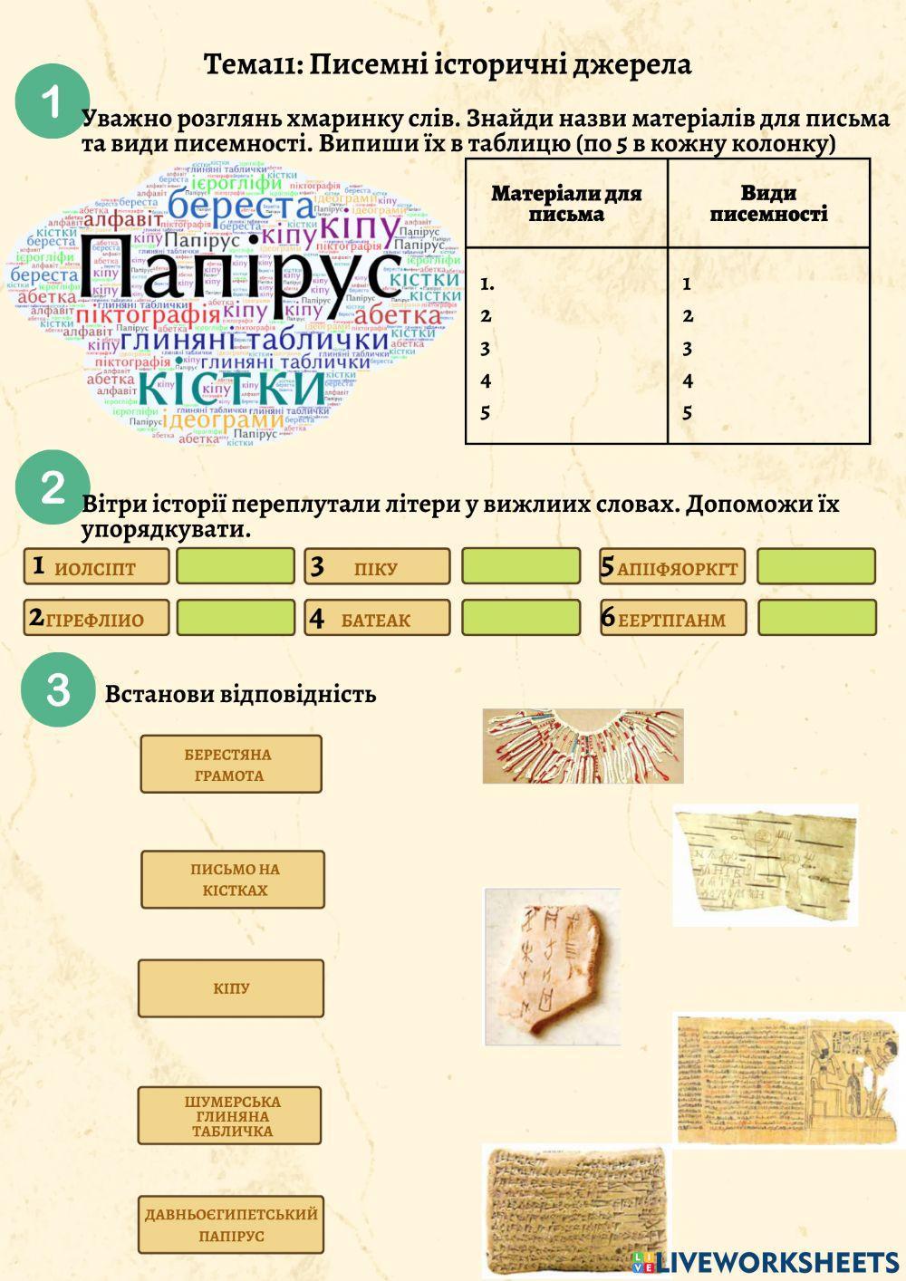 Писемні історичні джерела