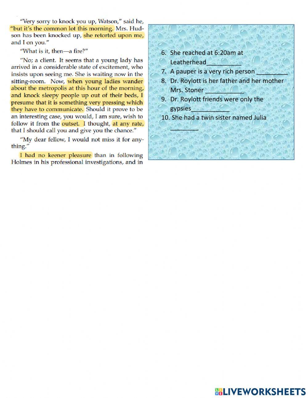 The speckled Band Story Analysis