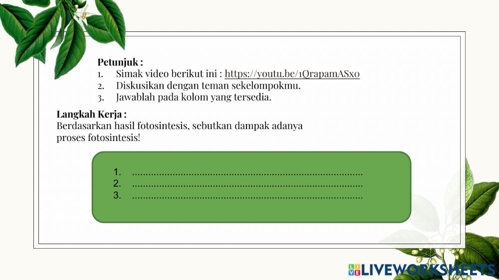 LKPD Fotosintesis kelas IV SD