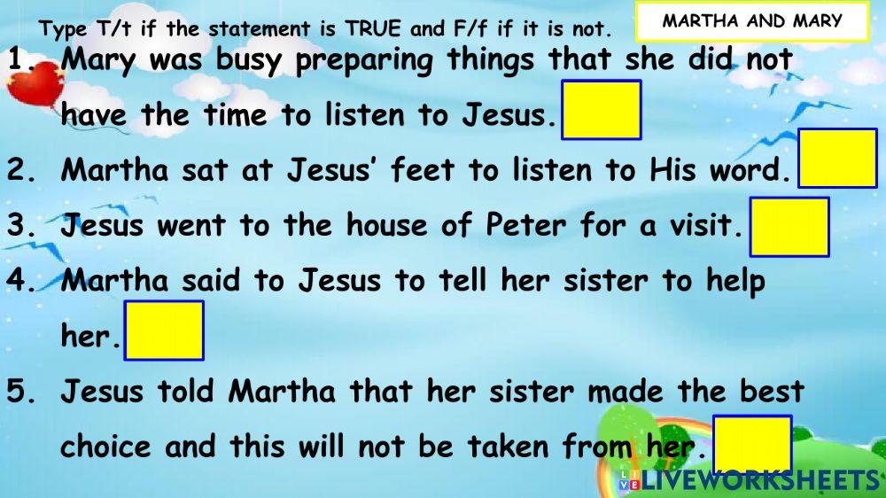 Jesus Fed the People & Mary and Martha Biblical Story