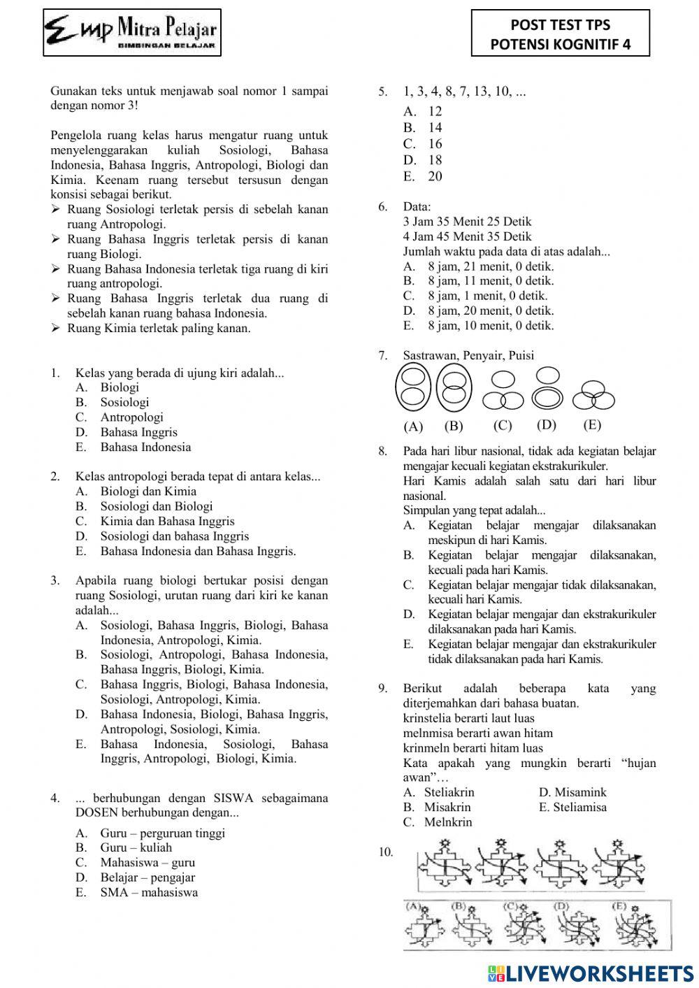 Posttest tps potensi kognitif 4