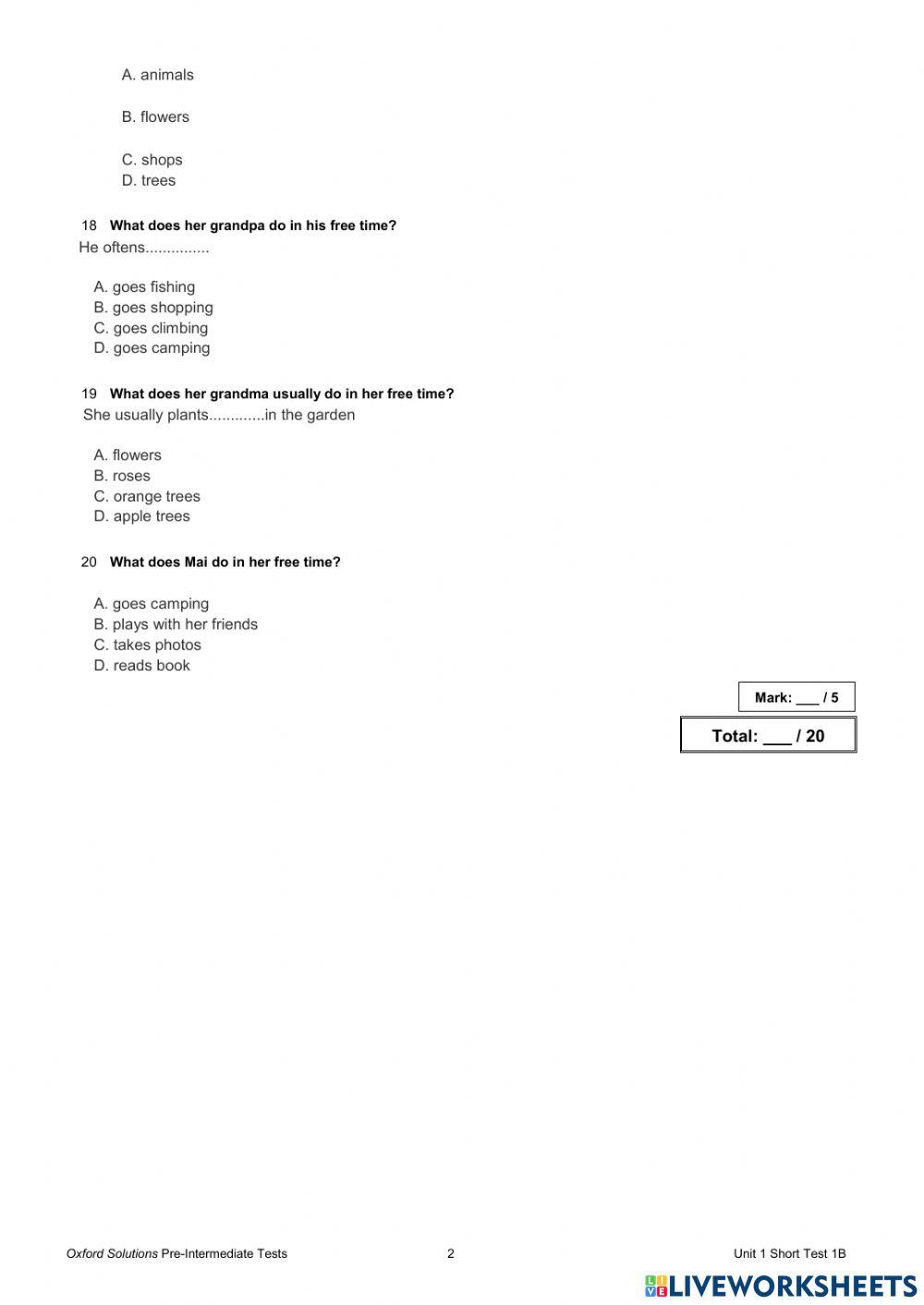 Placement Test online exercise for university | Live Worksheets