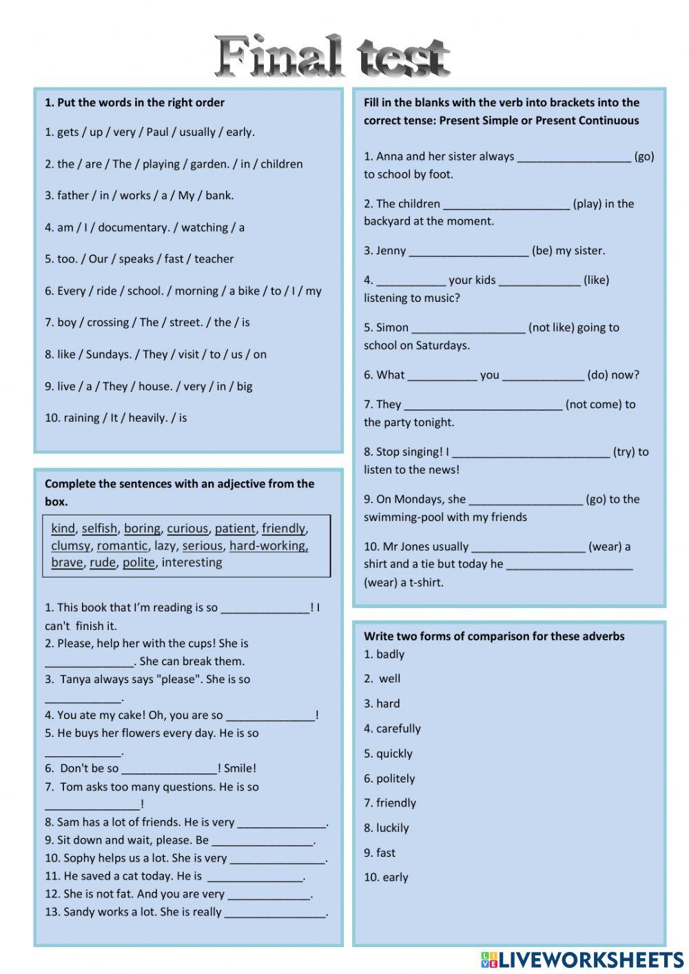 Test for the 6th grade