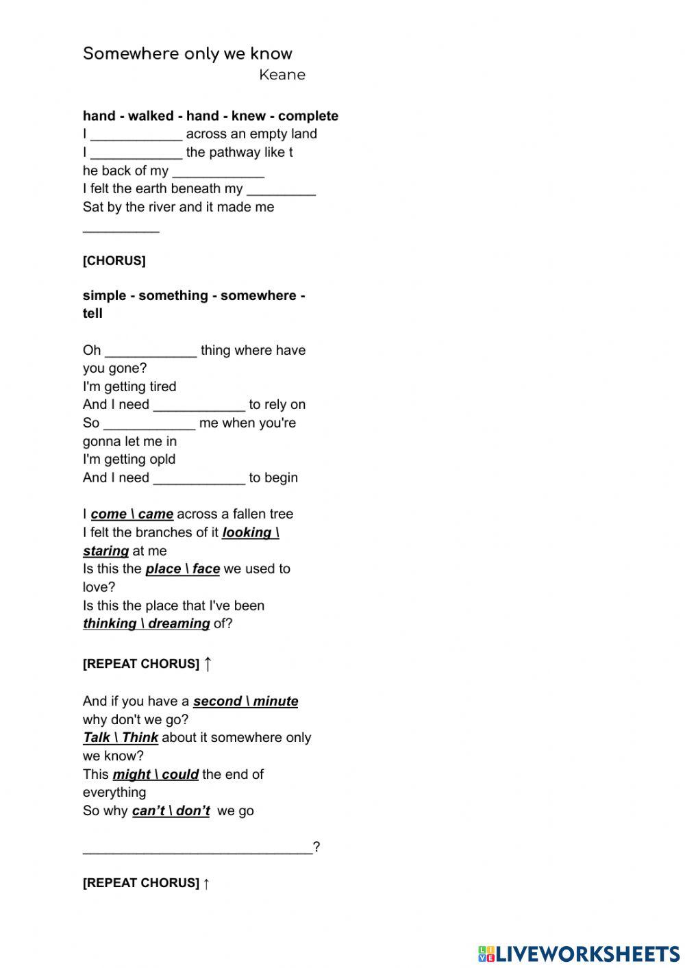 Somewhere only we know