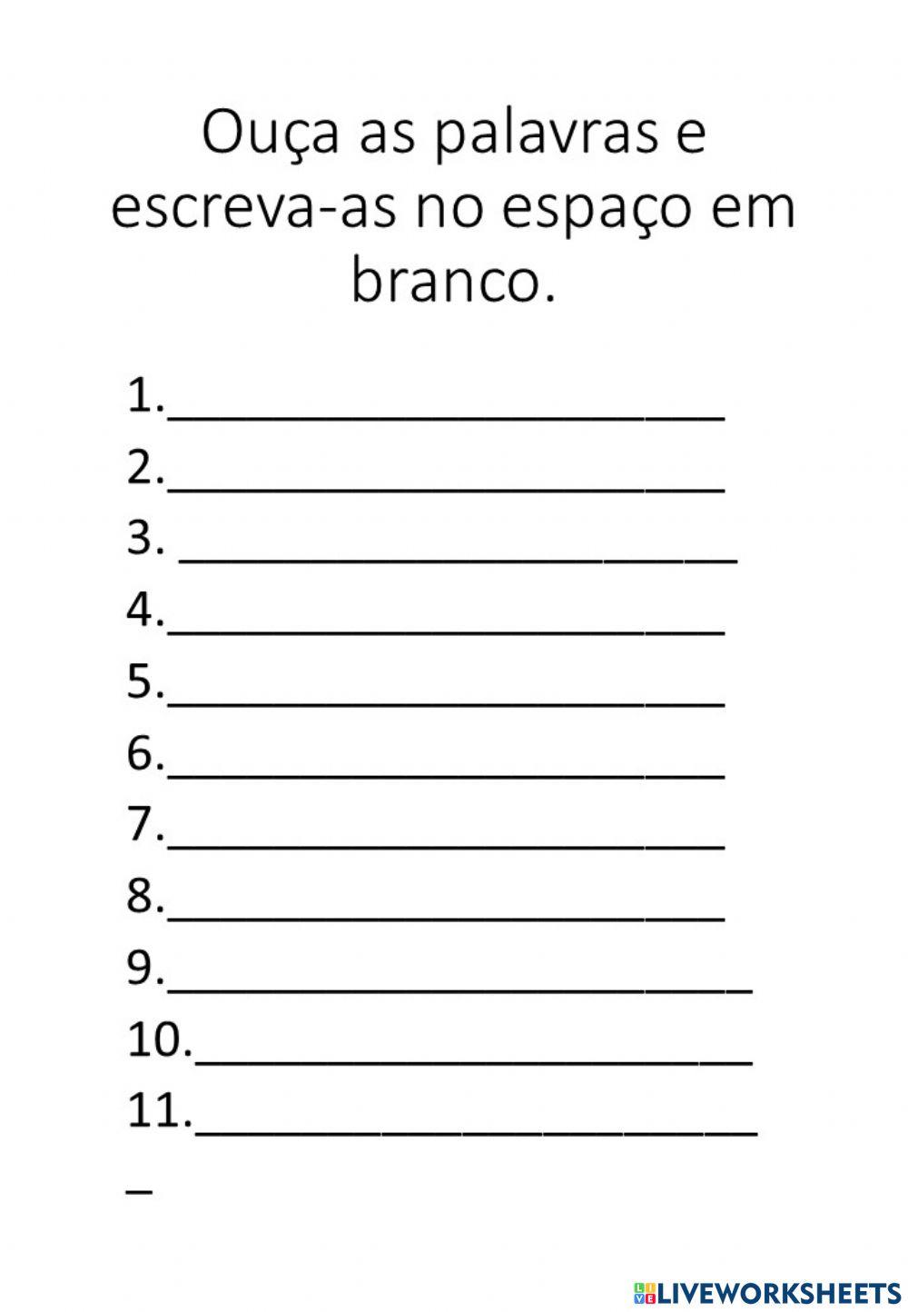 Ditado silabas com r