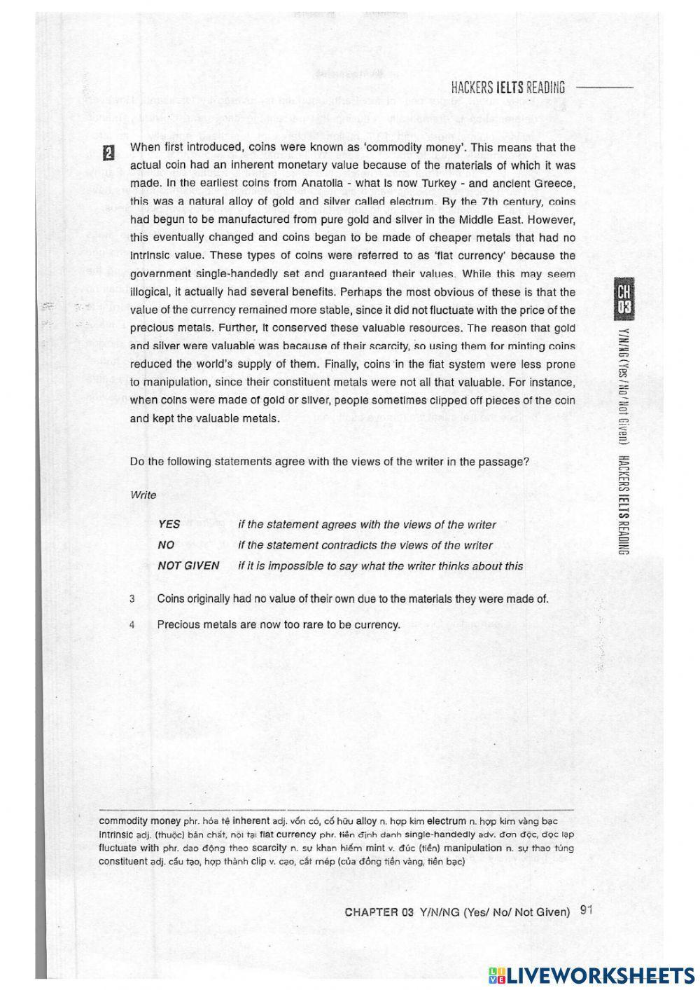 HACKER IELTS READING - YES NO NOT GIVEN (1-7)