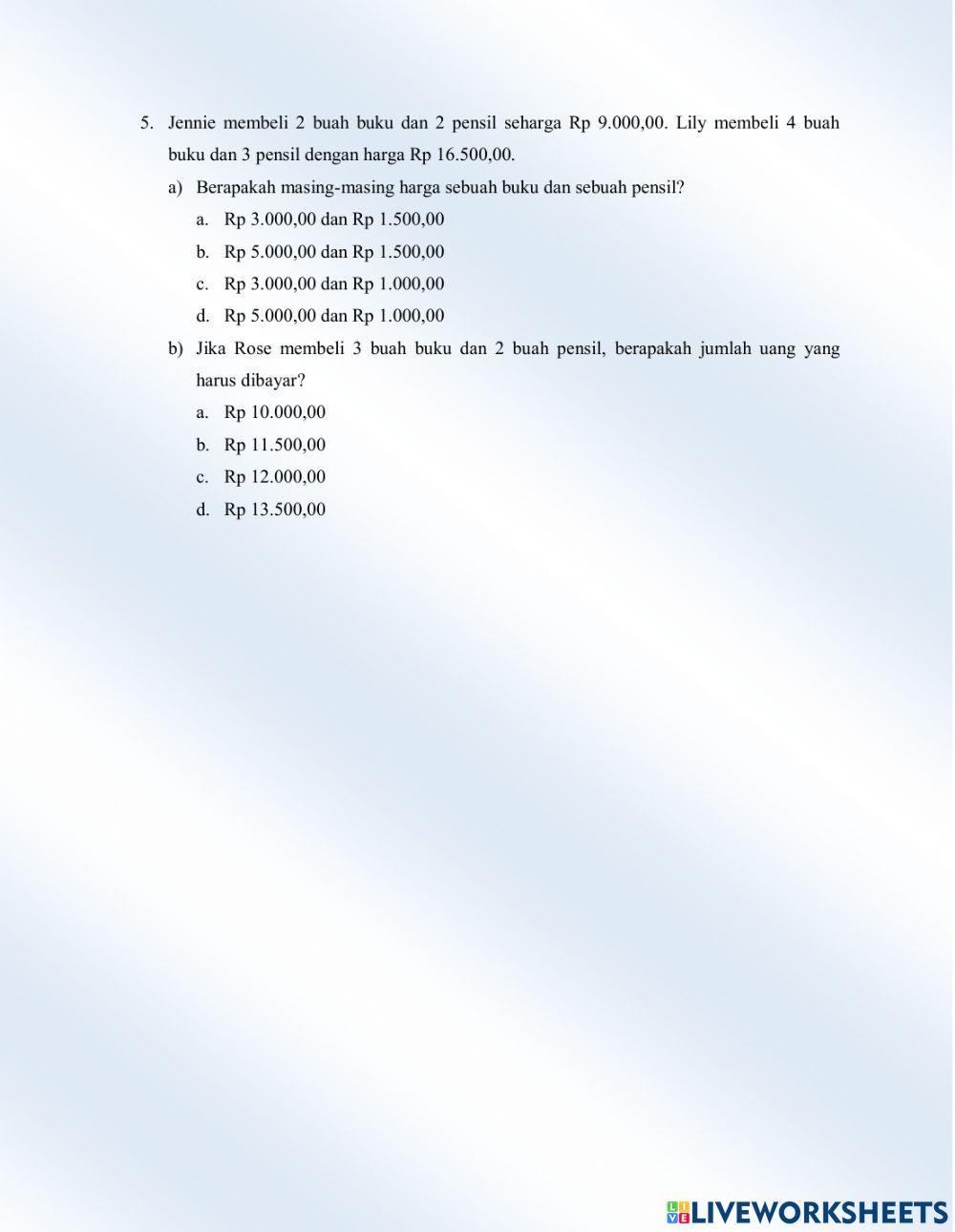 Sistem Persamaan Linier Dua Variabel