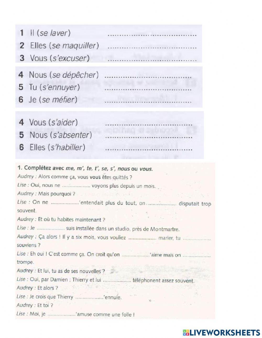 Les verbes pronominaux