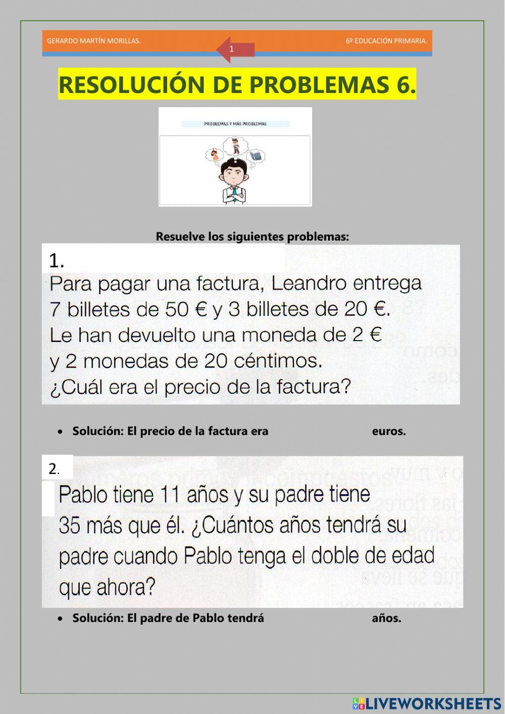 Resolución de problemas 6. 6º. Resolución de problemas 6. 6º.