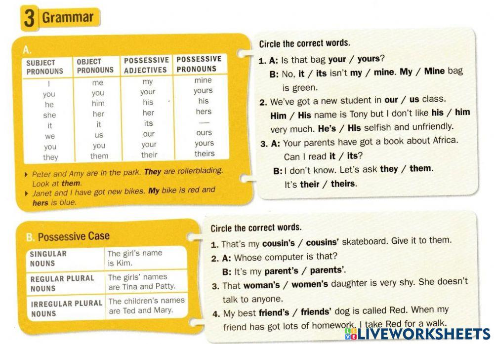To the top 2 unit 1d (pronouns, possessives)