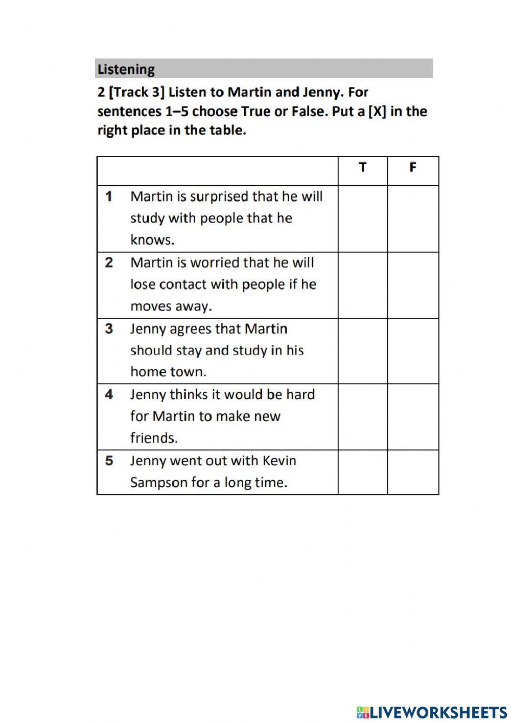 Listening &Reading (Focus 3 Unit 1)