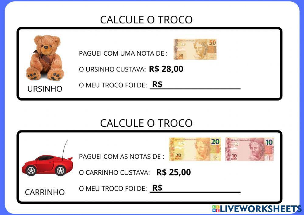 Calcule o troco