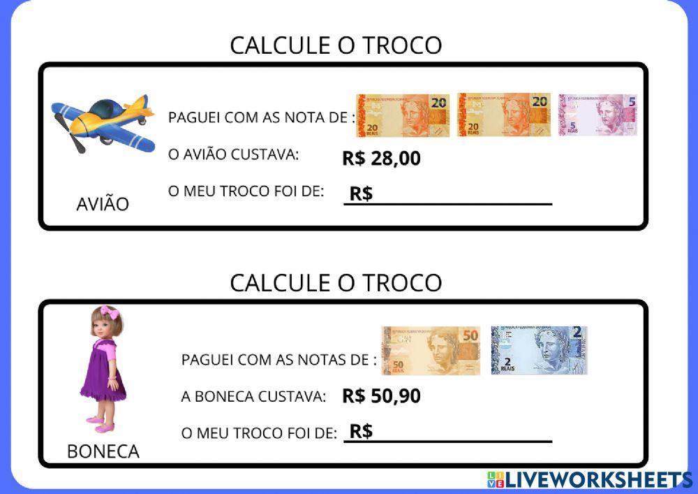 Calcule o troco