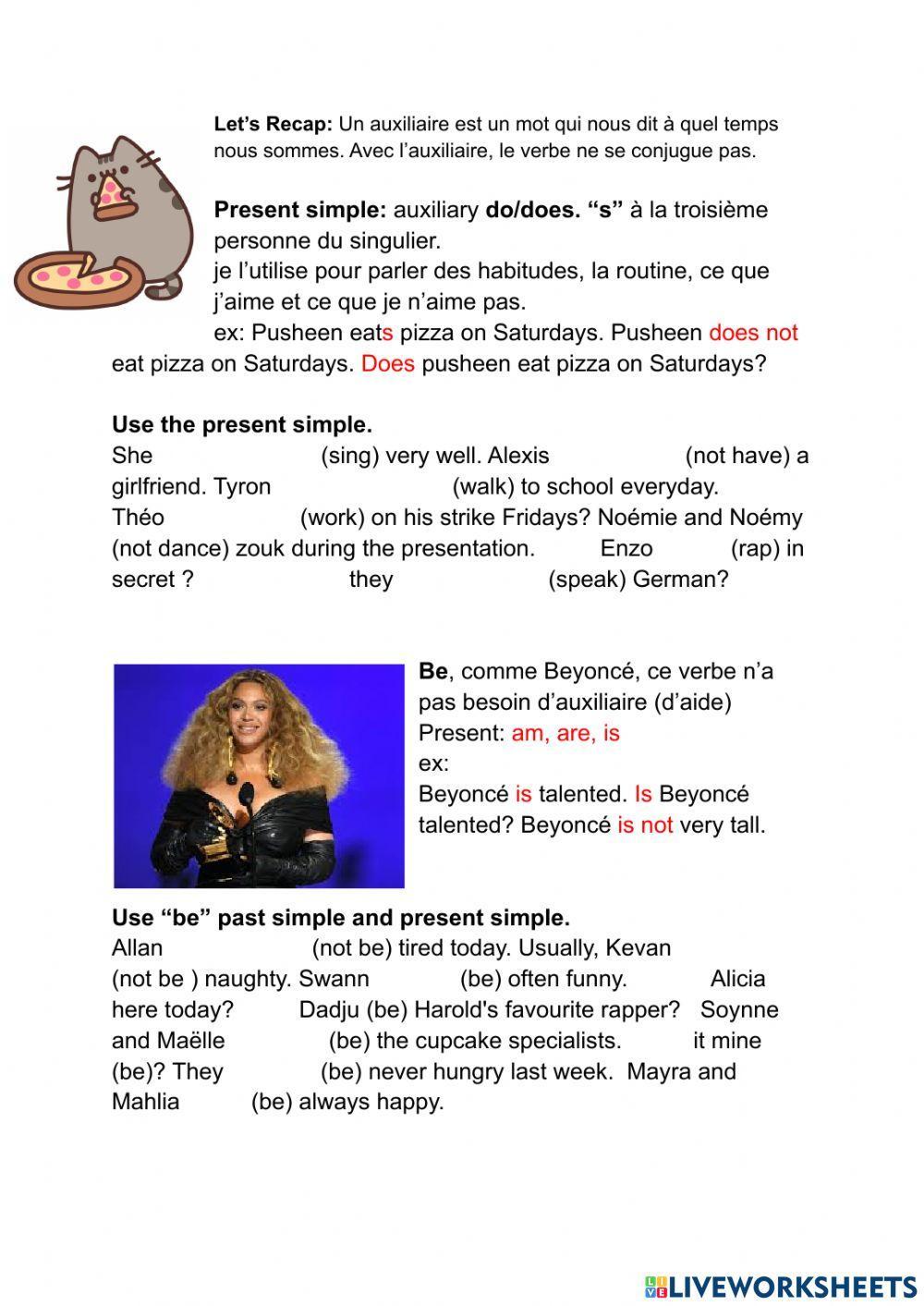 Present simple and preposition