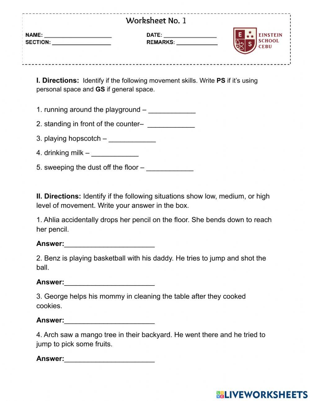 Worksheet Activity 2.1