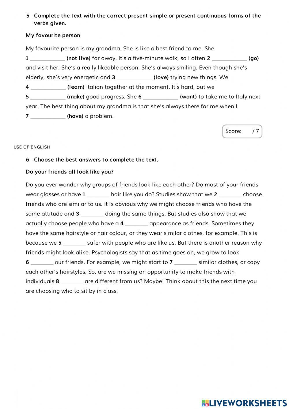 PROGRESS TEST UNIT 1