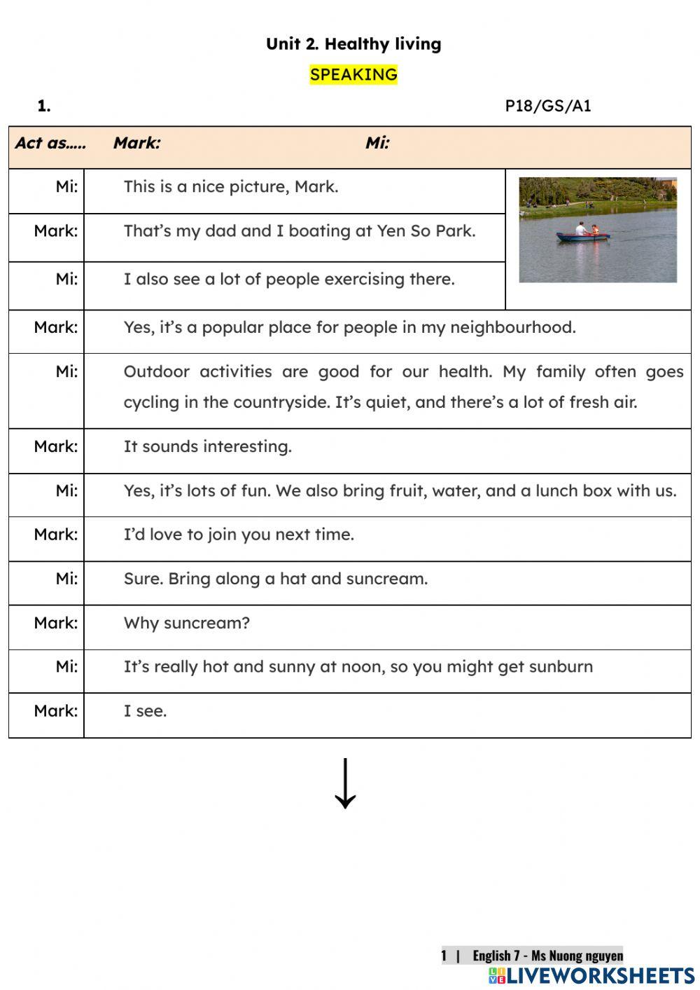 E7U2 (speaking) Healthy living -nuongnguyen