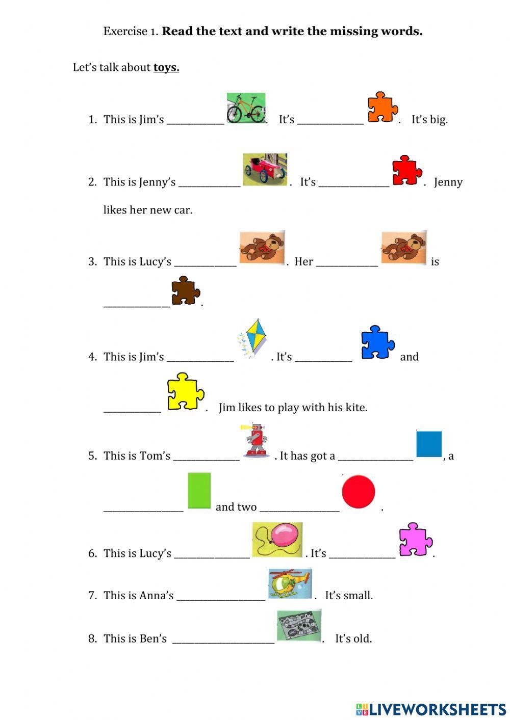 Revision of toys, colours and shapes (writing)