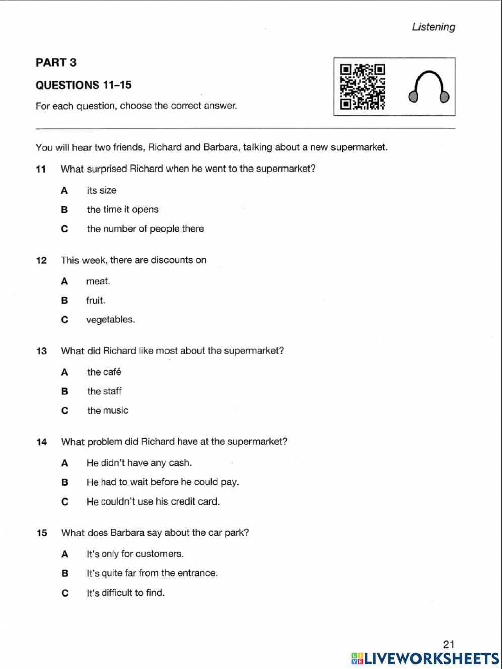 PRE A2 - LISTENING 01