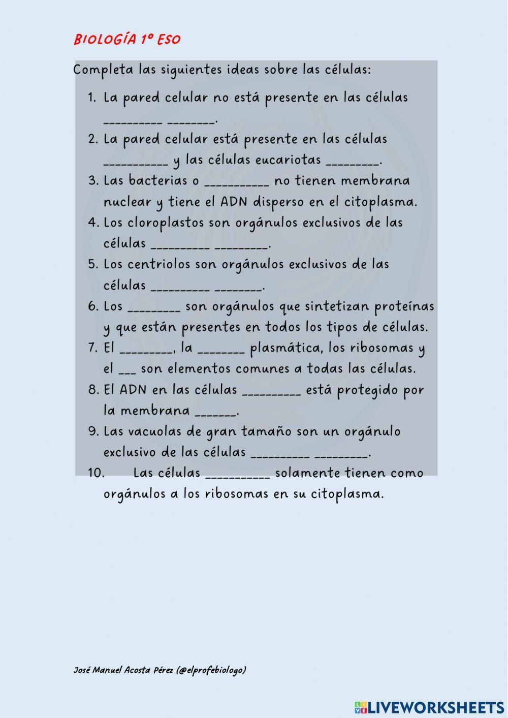 Características de las células