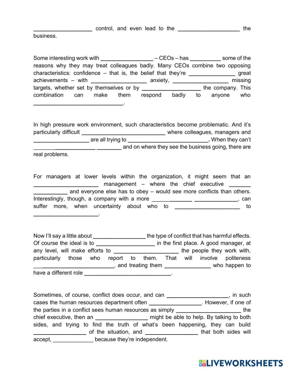 Conflict at work ielts listening