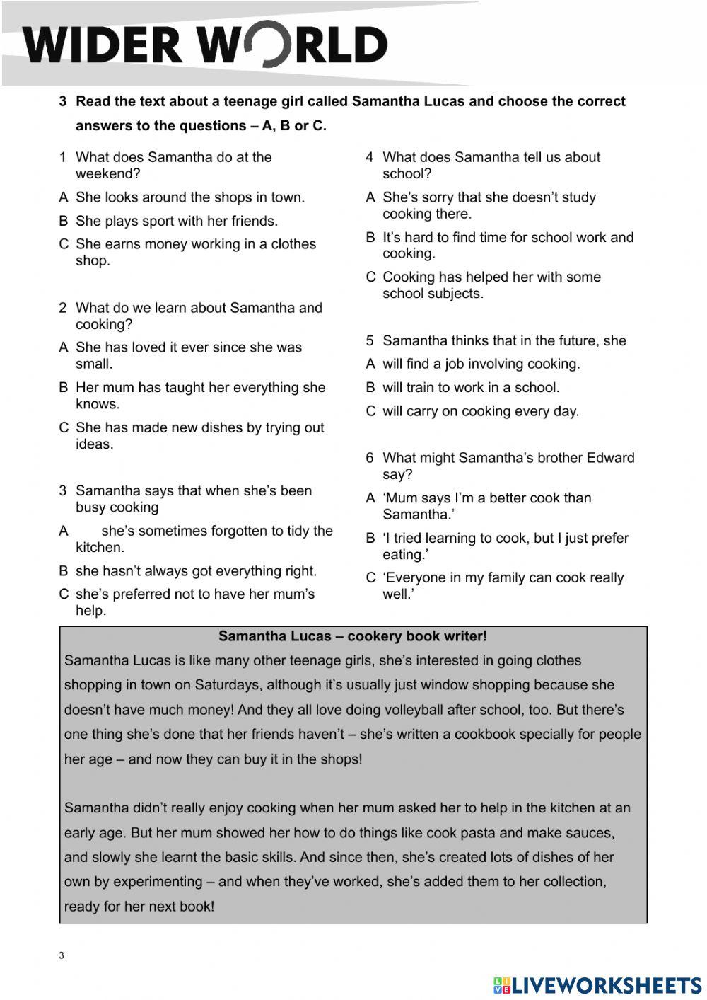 Listening and reading test